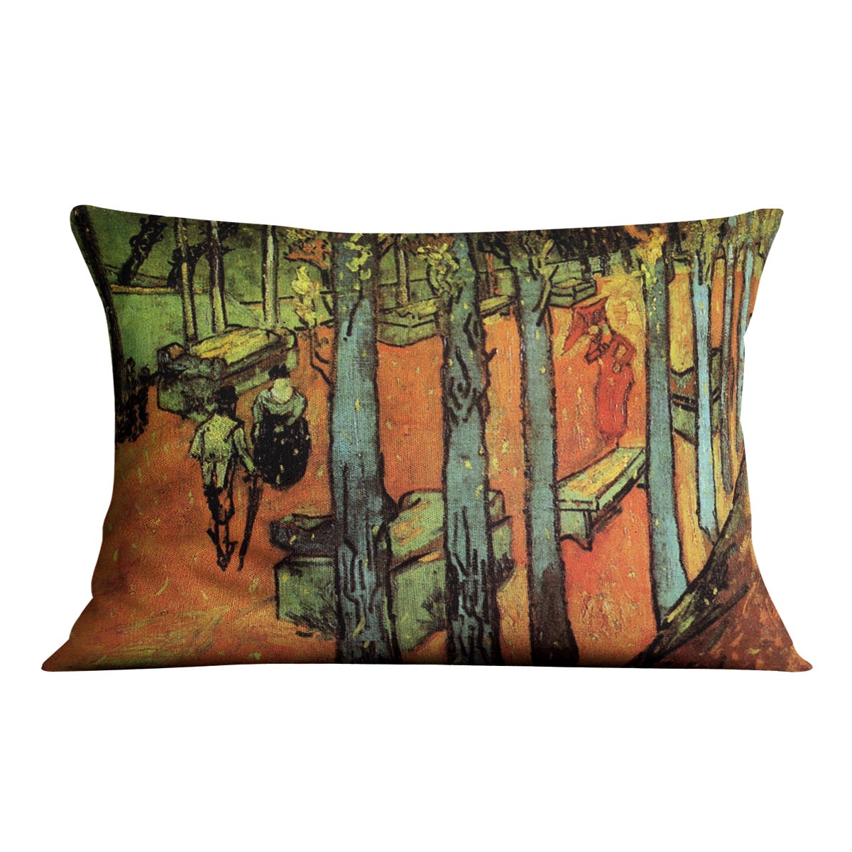 Les Alyscamps Falling Autumn Leaves by Van Gogh Cushion