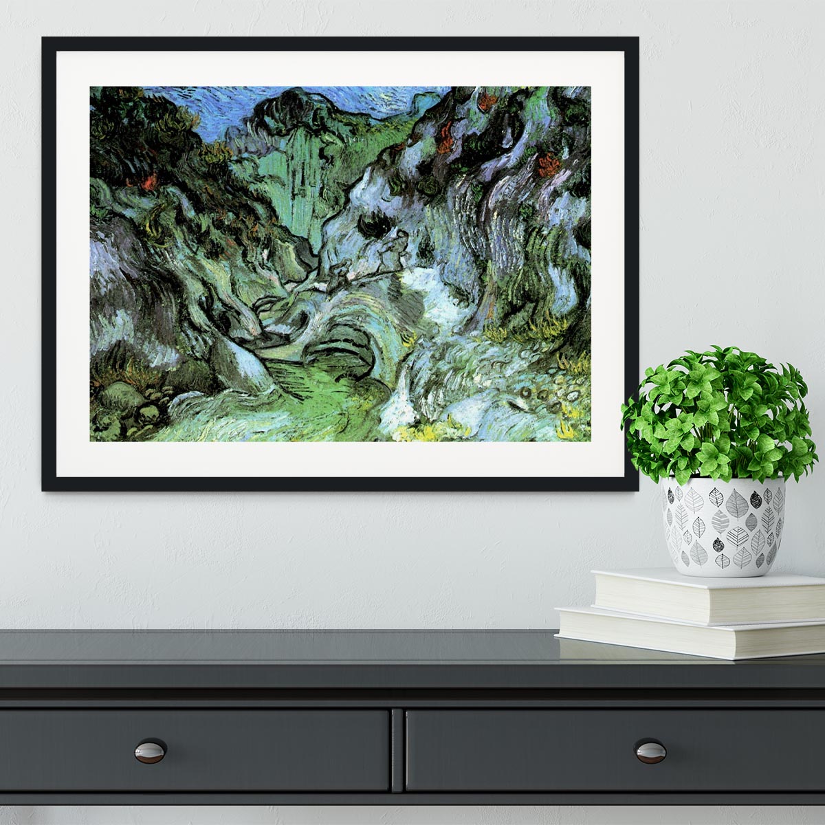 Les Peiroulets Ravine 2 by Van Gogh Framed Print - Canvas Art Rocks - 1