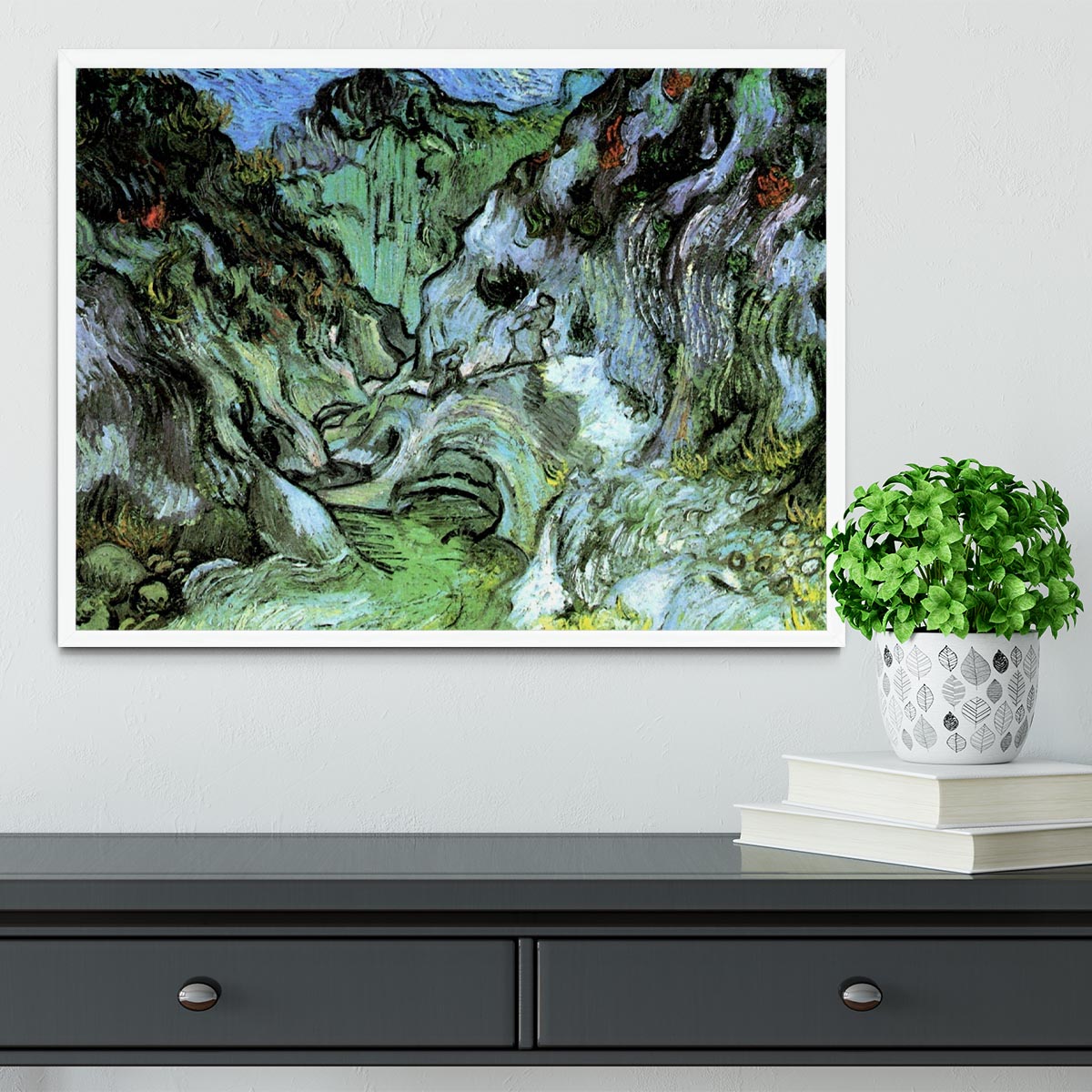 Les Peiroulets Ravine 2 by Van Gogh Framed Print - Canvas Art Rocks -6