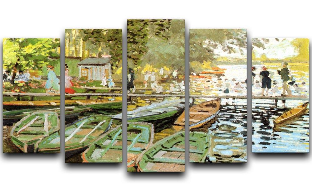 Les bain de la Grenouillere by Monet 5 Split Panel Canvas - Canvas Art Rocks - 1