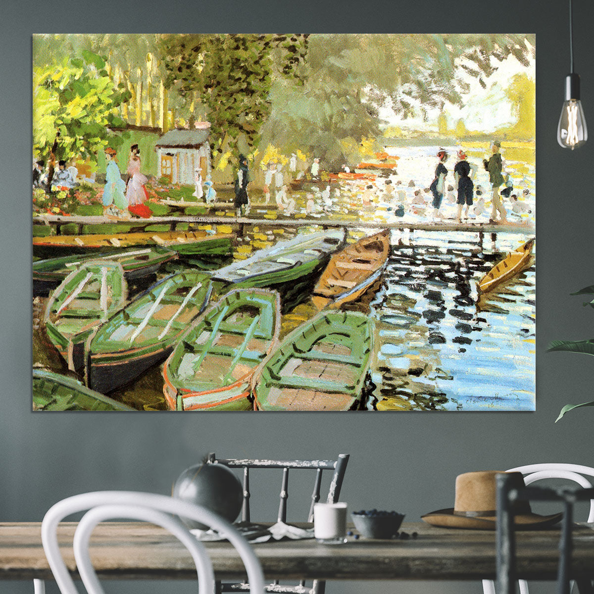 Les bain de la Grenouillere by Monet Canvas Print or Poster - Canvas Art Rocks - 3