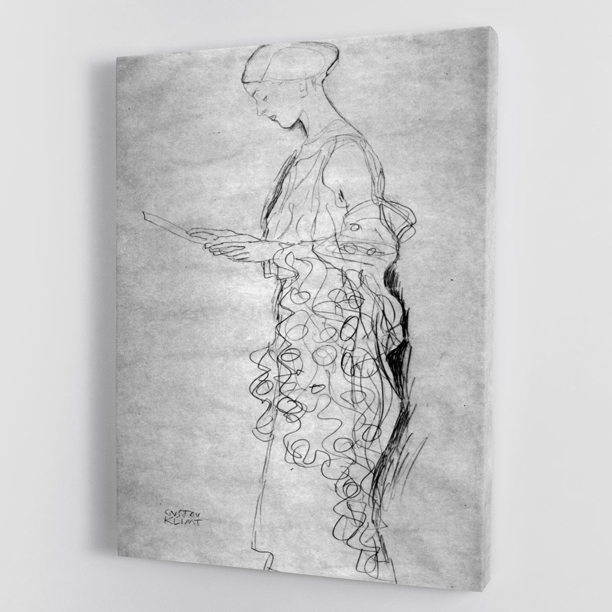 Lesendes girl in profile by Klimt Canvas Print or Poster - Canvas Art Rocks - 1