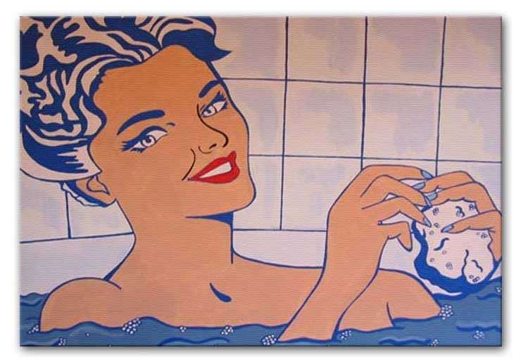 Lichenstein Woman in Bath Print - Canvas Art Rocks