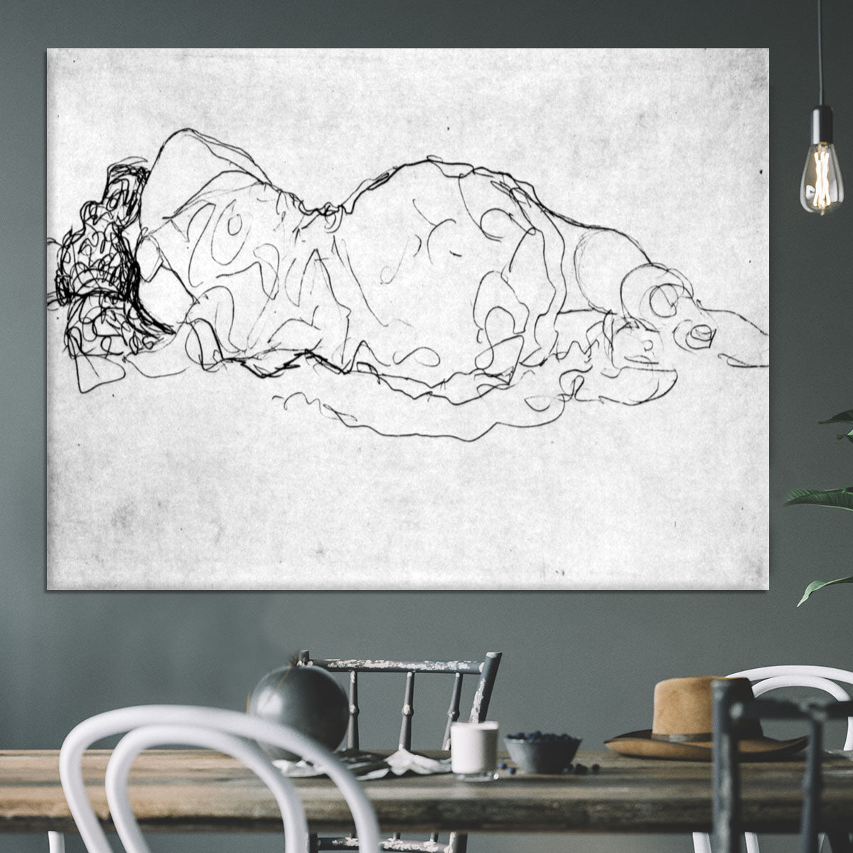 Liegende back figure by Klimt Canvas Print or Poster - Canvas Art Rocks - 3