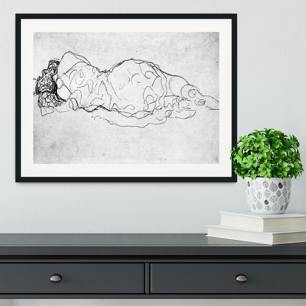 Liegende back figure by Klimt Framed Print - Canvas Art Rocks - 1