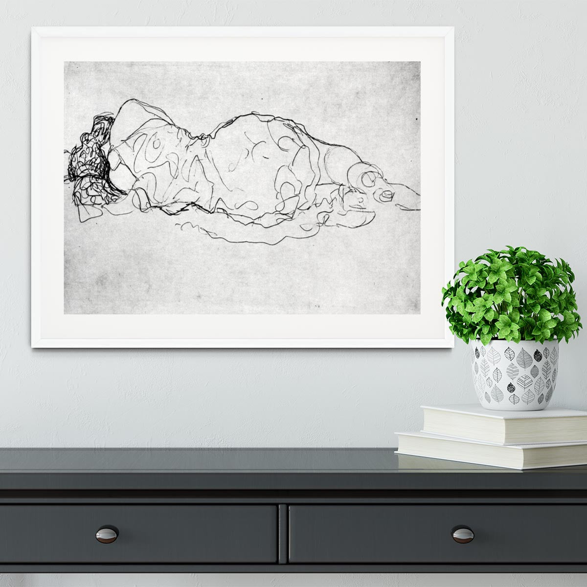 Liegende back figure by Klimt Framed Print - Canvas Art Rocks - 5