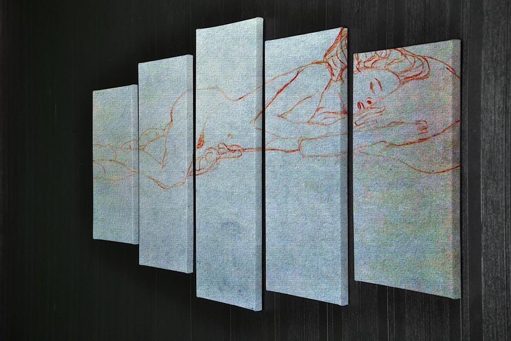 Liegender female nude by Klimt 5 Split Panel Canvas - Canvas Art Rocks - 2