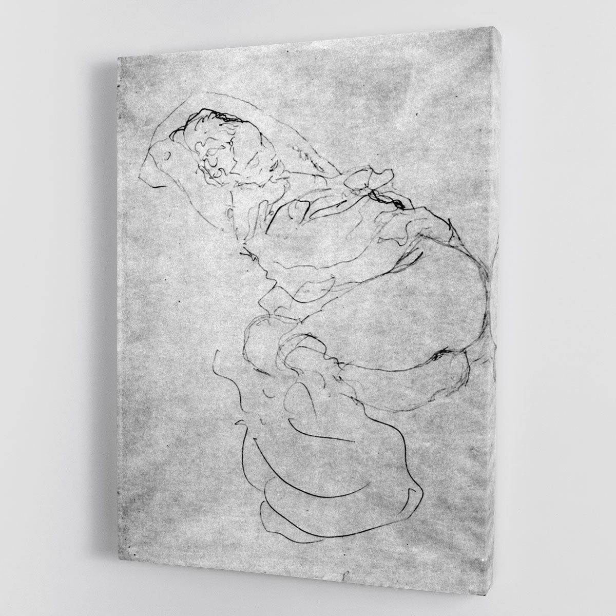 Liegender female over the head with entangled arms by Klimt Canvas Print or Poster - Canvas Art Rocks - 1