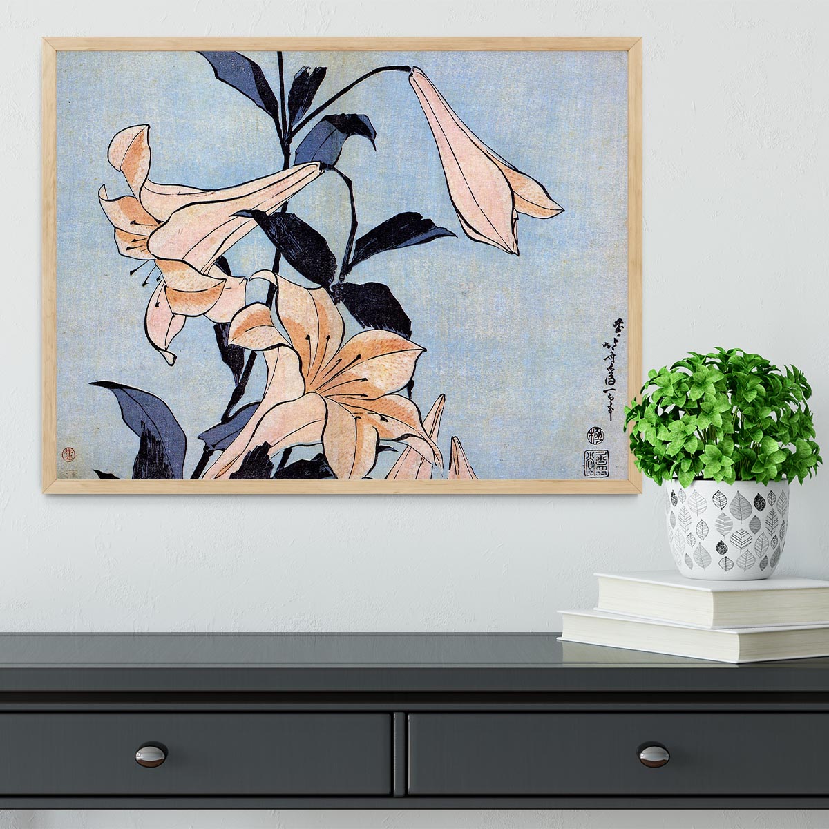 Lilies by Hokusai Framed Print - Canvas Art Rocks - 4