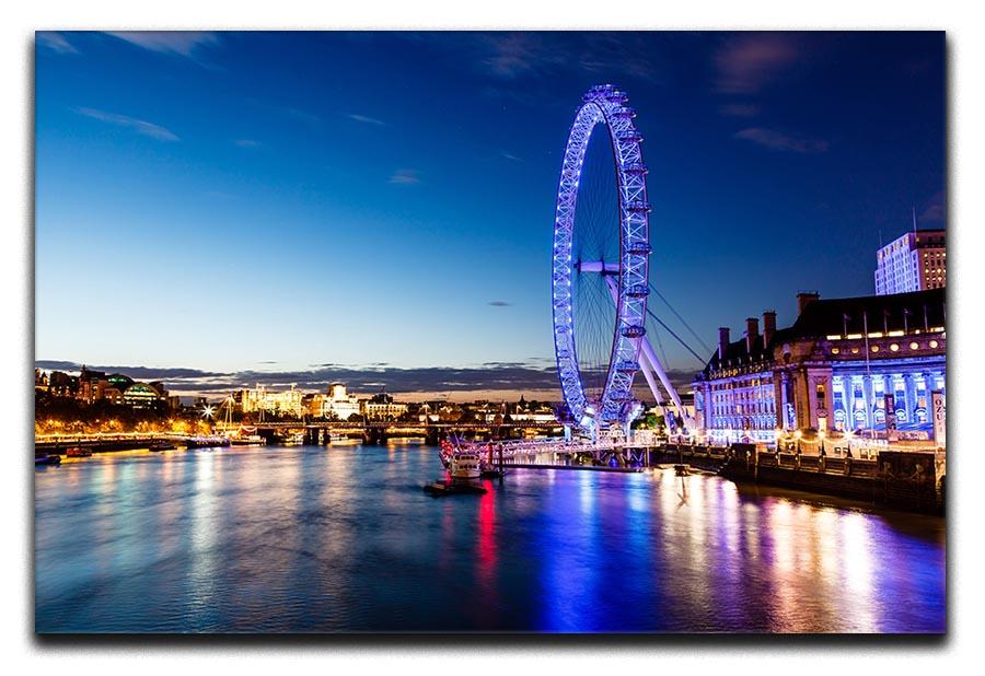 London Eye and London Cityscape in the Night Canvas Print or Poster - Canvas Art Rocks - 1