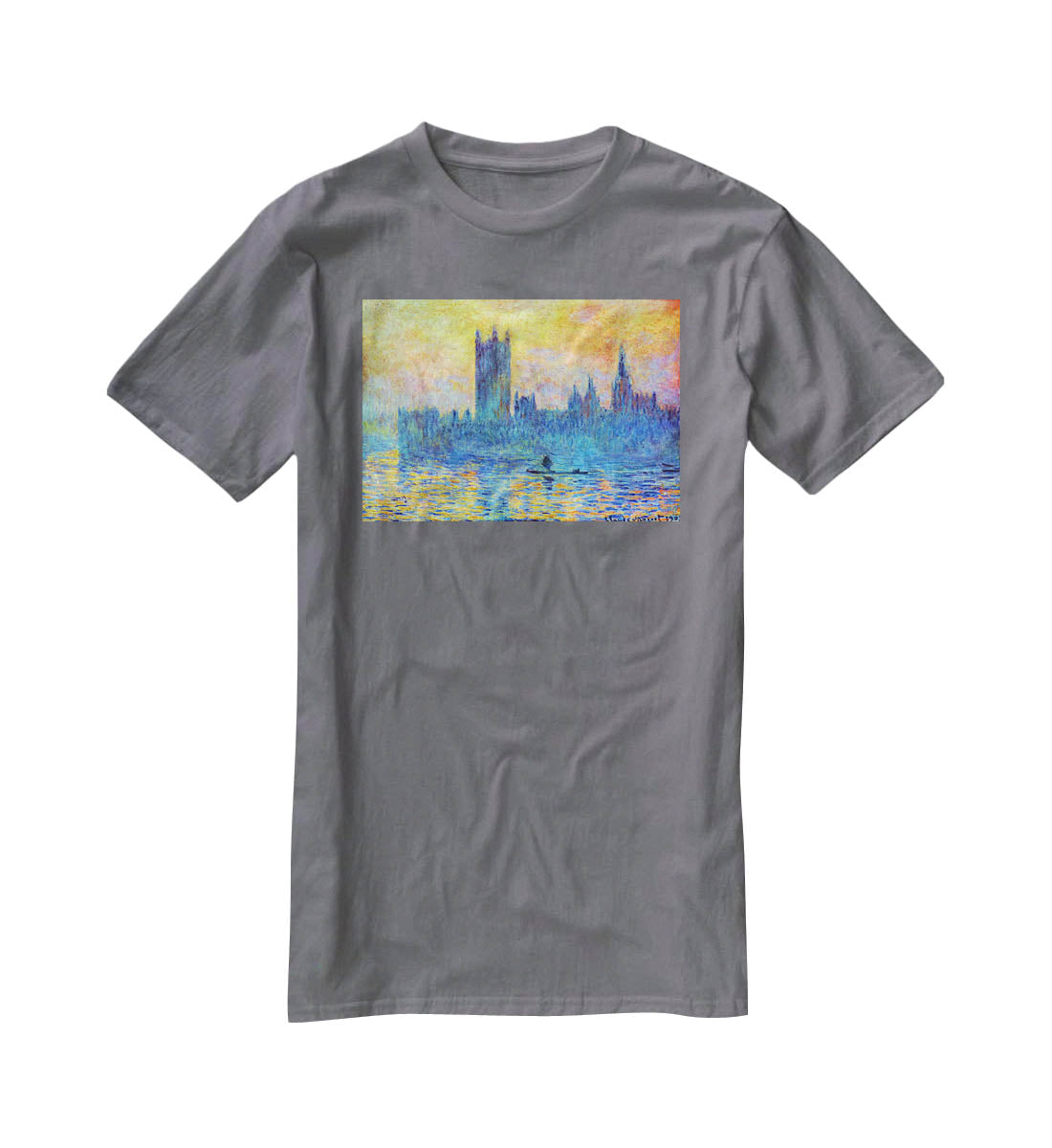 London Parliament in Winter by Monet T-Shirt - Canvas Art Rocks - 3