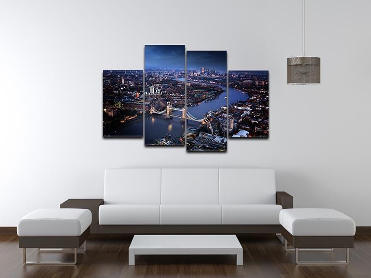 London aerial view with Tower Bridge 4 Split Panel Canvas - Canvas Art Rocks - 3