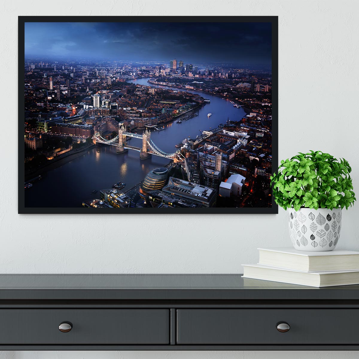 London aerial view with Tower Bridge Framed Print - Canvas Art Rocks - 2