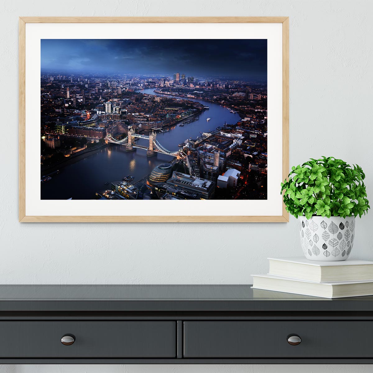 London aerial view with Tower Bridge Framed Print - Canvas Art Rocks - 3