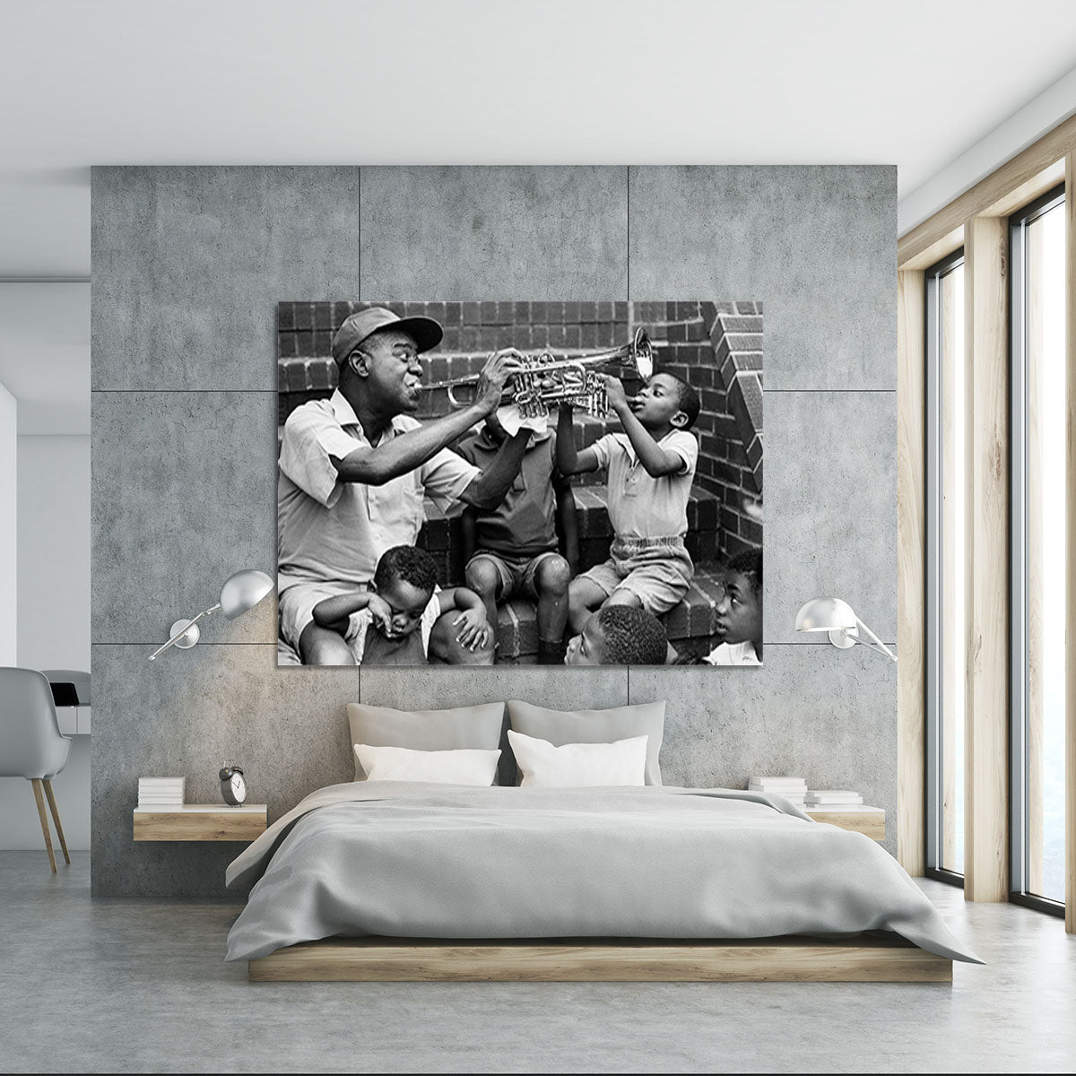 Louis Armstrong with kids Canvas Print or Poster - Canvas Art Rocks - 5