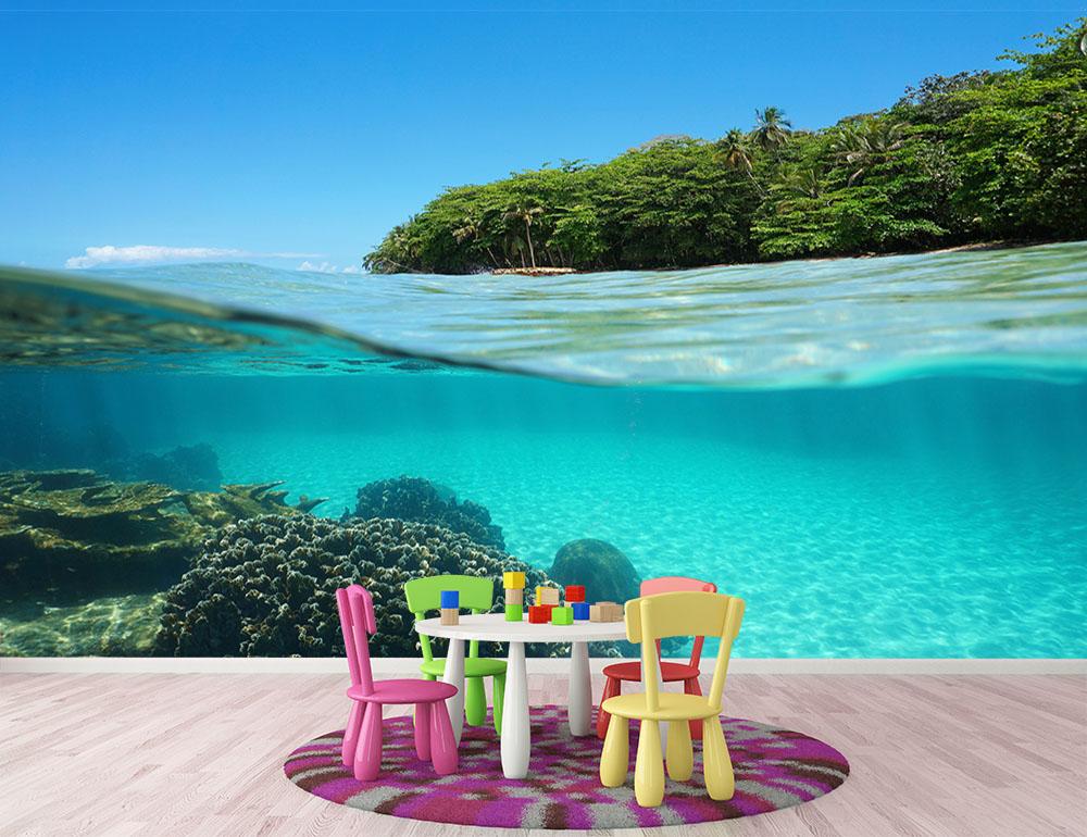 Lush tropical shore above waterline Wall Mural Wallpaper - Canvas Art Rocks - 2