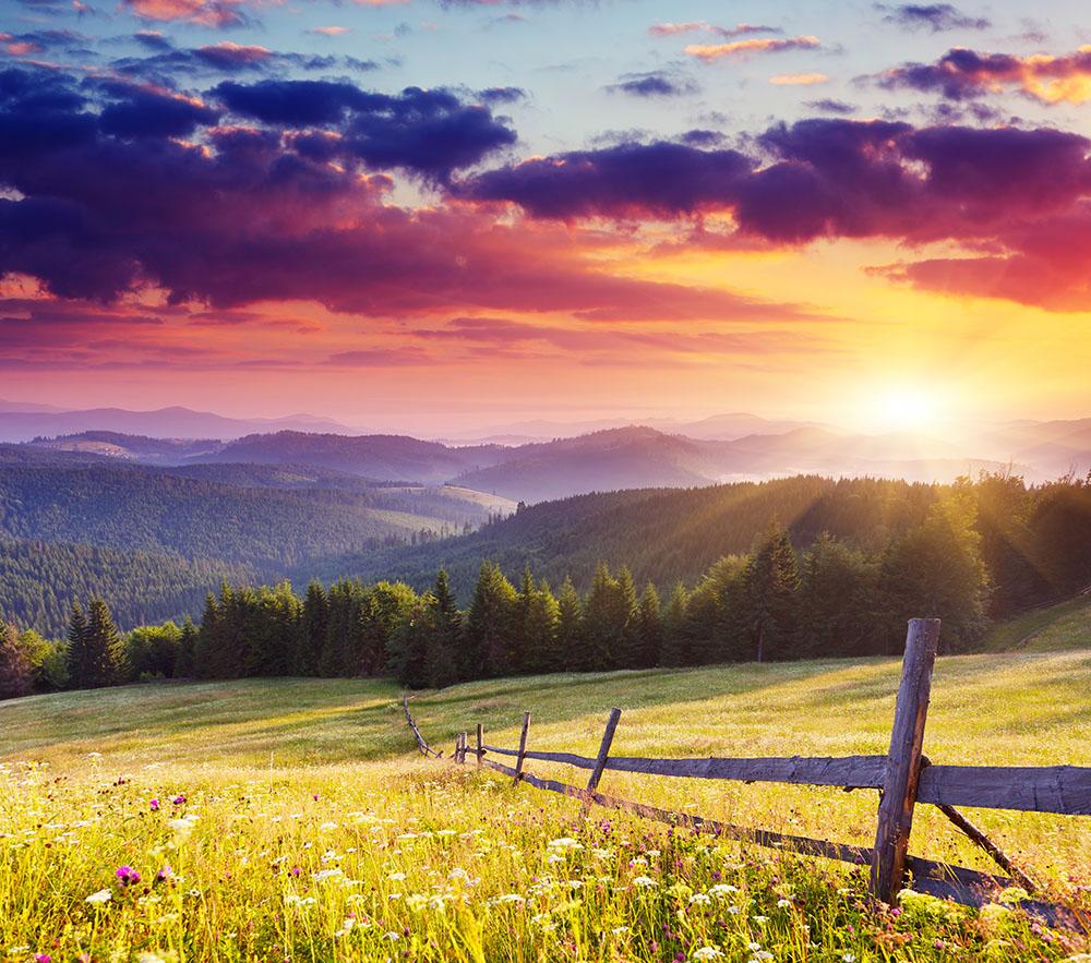 Majestic sunset in Carpathian Wall Mural Wallpaper - Canvas Art Rocks - 1
