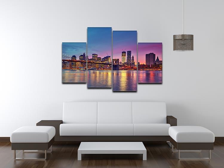 Manhattan at dusk 4 Split Panel Canvas - Canvas Art Rocks - 3