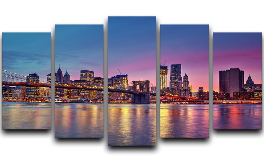 Manhattan at dusk 5 Split Panel Canvas - Canvas Art Rocks - 1