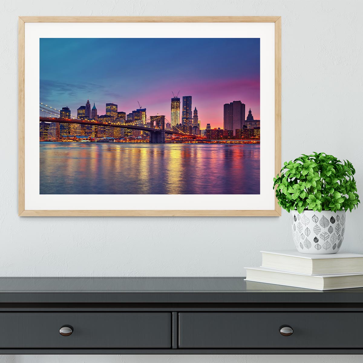 Manhattan at dusk Framed Print - Canvas Art Rocks - 3