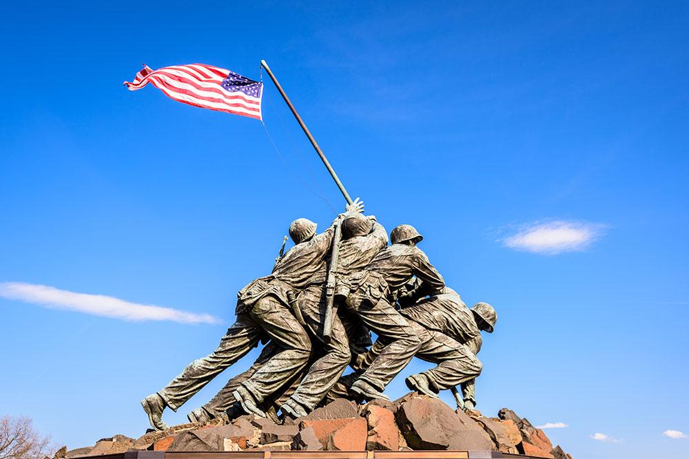 Marine Corps War Memorial at dawn Wall Mural Wallpaper - Canvas Art Rocks - 1