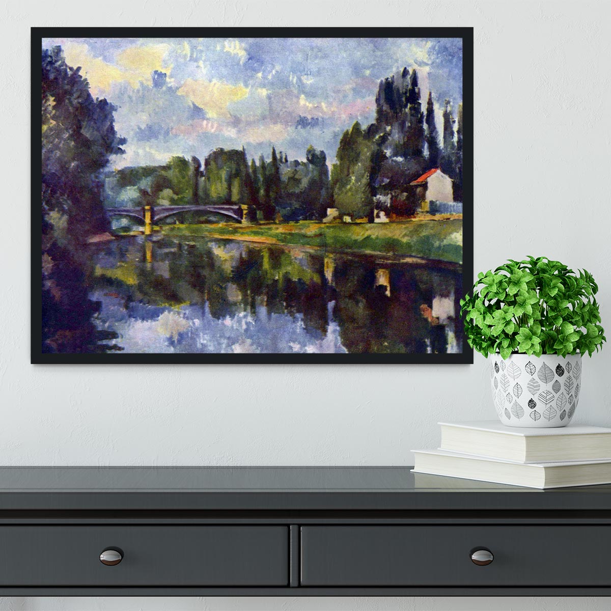 Marne Shore by Cezanne Framed Print - Canvas Art Rocks - 2