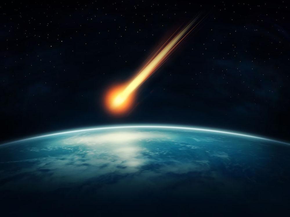 Meteor flying to the earth Wall Mural Wallpaper - Canvas Art Rocks - 1