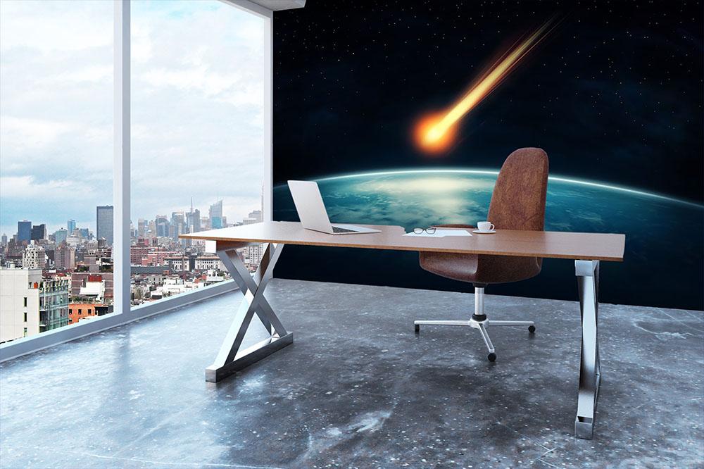 Meteor flying to the earth Wall Mural Wallpaper - Canvas Art Rocks - 3