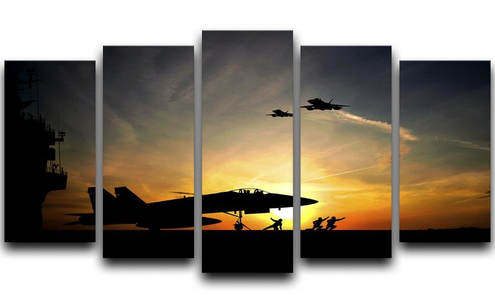 Military aircraft before take-off 5 Split Panel Canvas - Canvas Art Rocks - 1
