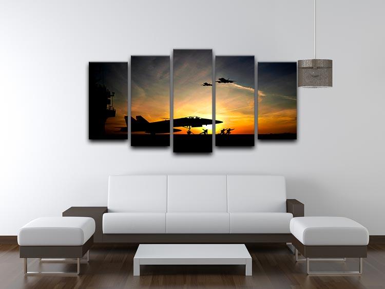 Military aircraft before take-off 5 Split Panel Canvas - Canvas Art Rocks - 3