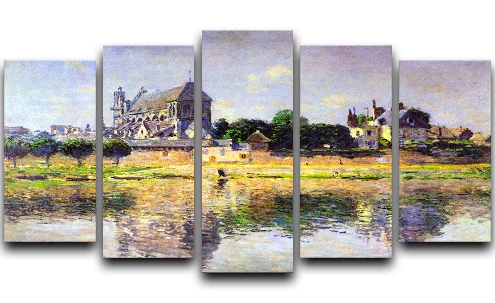 Monets garden in Vetheuil by Monet 5 Split Panel Canvas - Canvas Art Rocks - 1