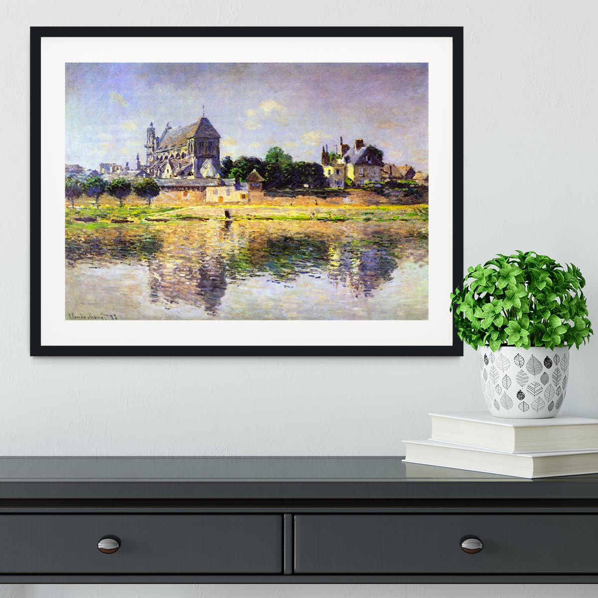 Monets garden in Vetheuil by Monet Framed Print - Canvas Art Rocks - 1