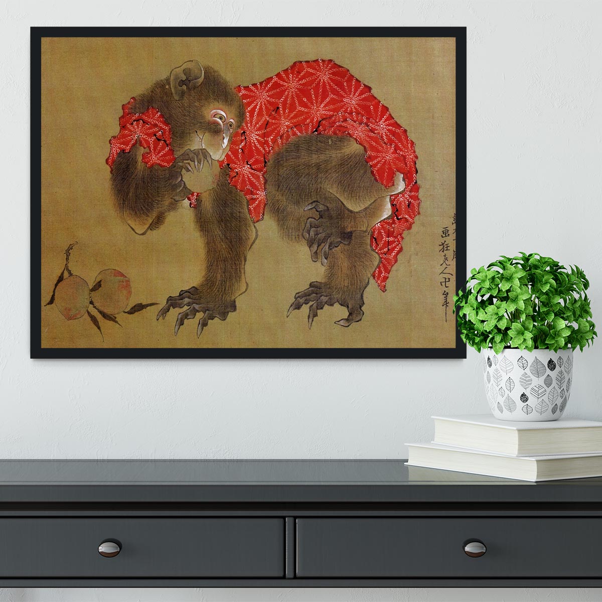 Monkey by Hokusai Framed Print - Canvas Art Rocks - 2