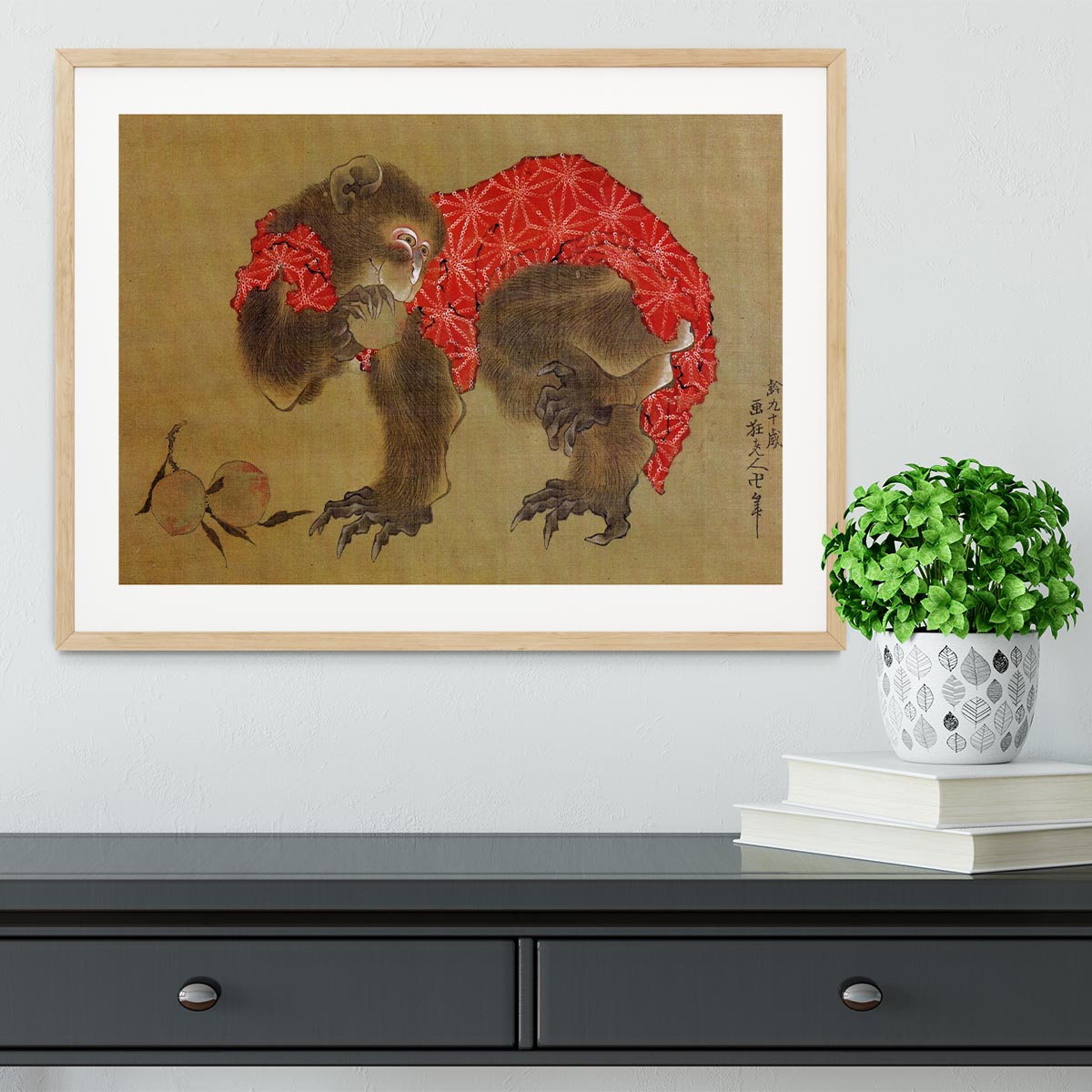 Monkey by Hokusai Framed Print - Canvas Art Rocks - 3
