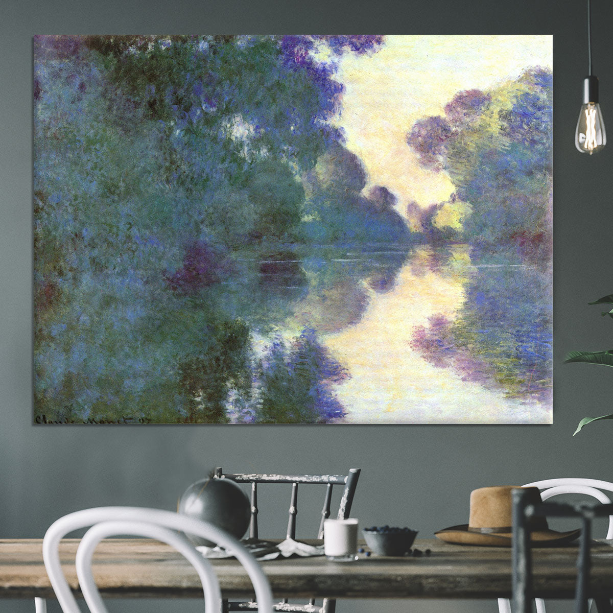 Morning on the Seine at Giverny by Monet Canvas Print or Poster - Canvas Art Rocks - 3