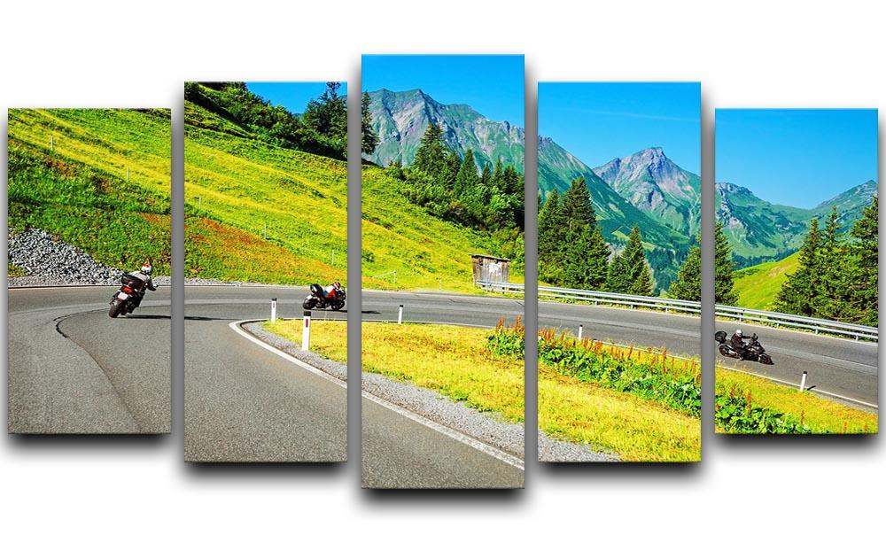 Motorbikers group in the moutains 5 Split Panel Canvas - Canvas Art Rocks - 1