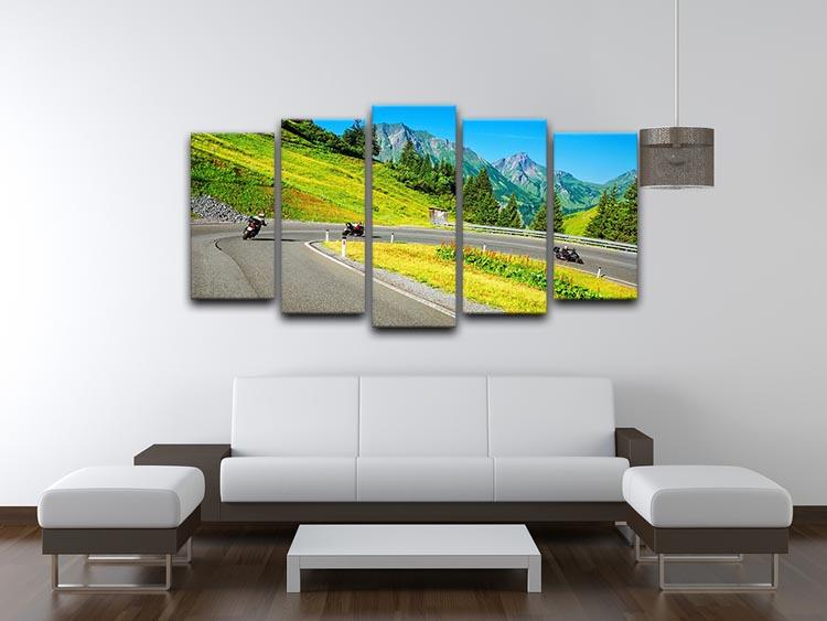 Motorbikers group in the moutains 5 Split Panel Canvas - Canvas Art Rocks - 3