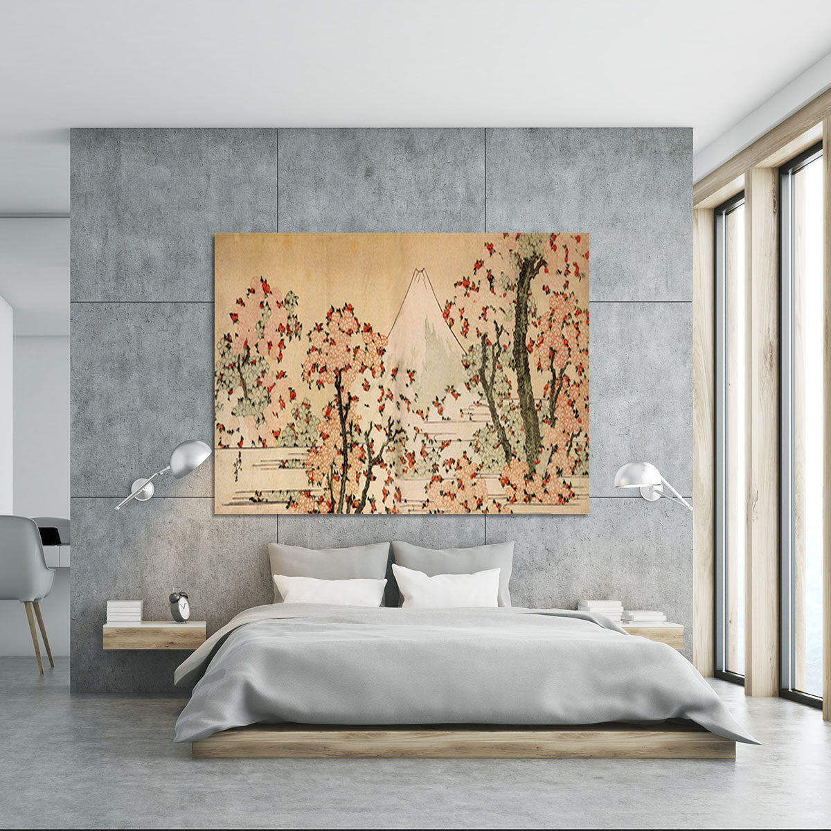Mount Fuji behind cherry trees and flowers by Hokusai Canvas Print or Poster - Canvas Art Rocks - 5