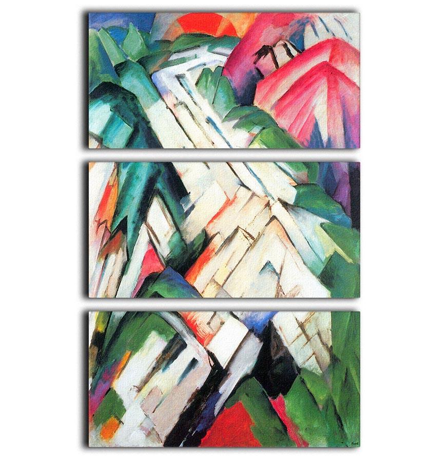 Mountains Landscape by Franz Marc 3 Split Panel Canvas Print - Canvas Art Rocks - 1