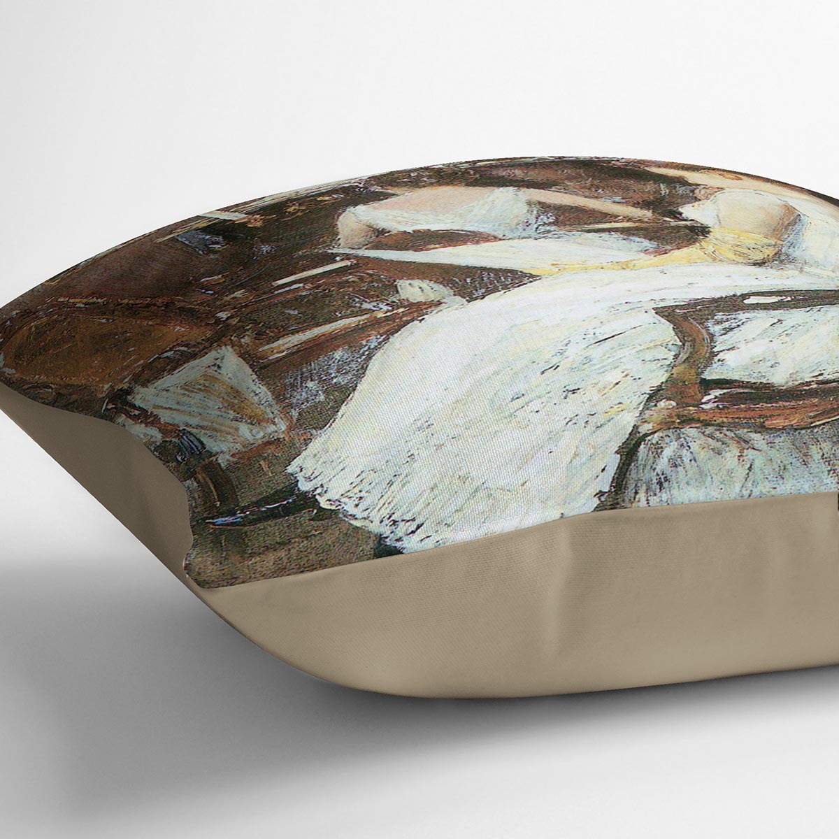 Mrs. Hassam and her sister by Hassam Cushion - Canvas Art Rocks - 2