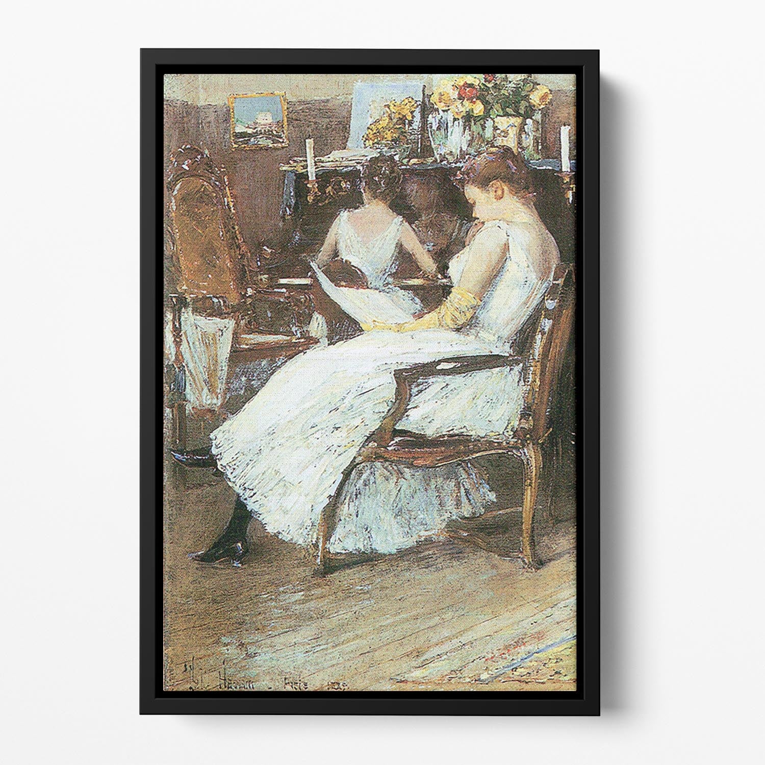 Mrs. Hassam and her sister by Hassam Floating Framed Canvas - Canvas Art Rocks - 2