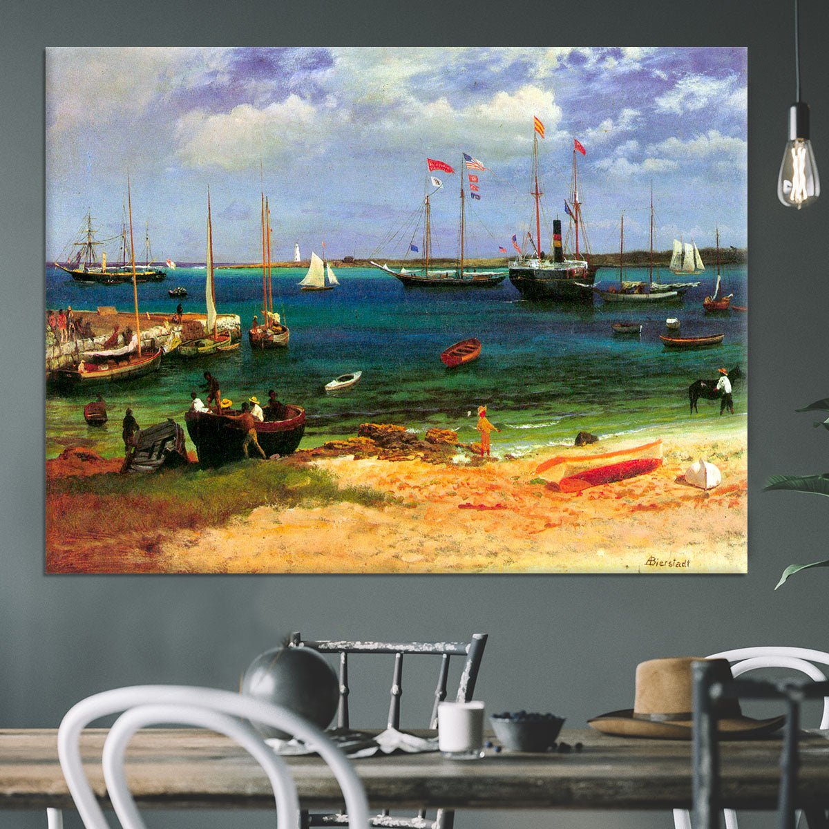 Nassau port by Bierstadt Canvas Print or Poster - Canvas Art Rocks - 3