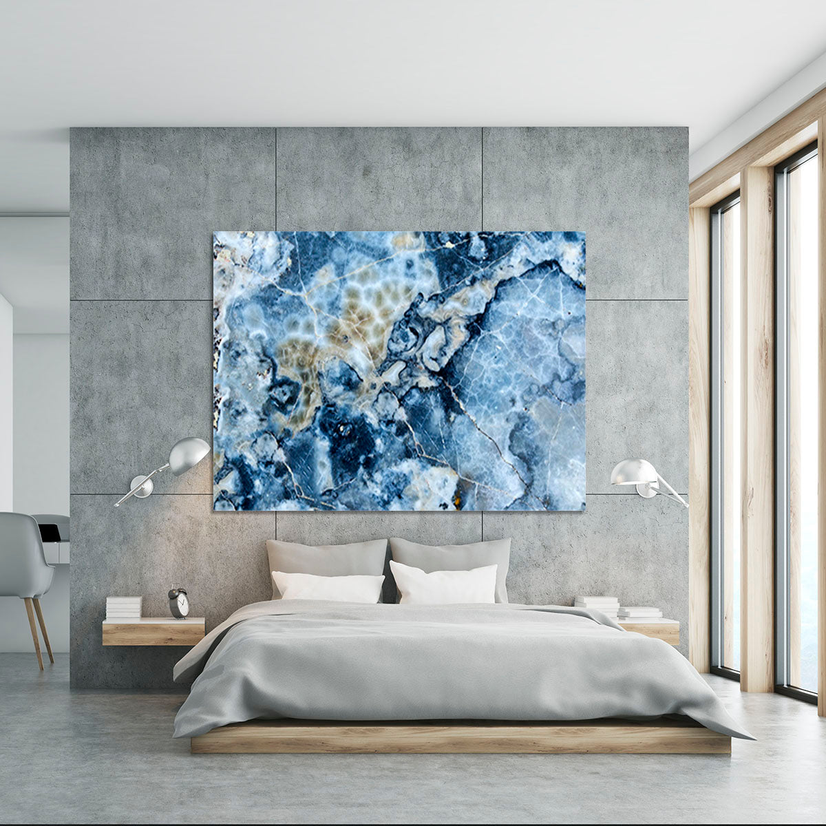 Navy Cracked and Speckled Marble Canvas Print or Poster - Canvas Art Rocks - 5