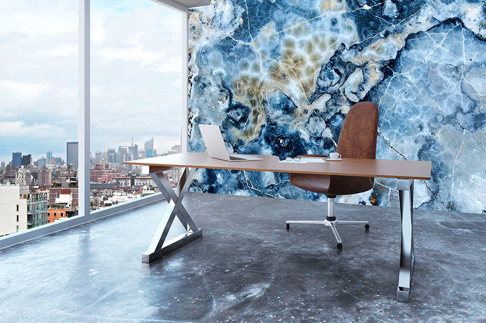 Navy Cracked and Speckled Marble Wall Mural Wallpaper - Canvas Art Rocks - 3