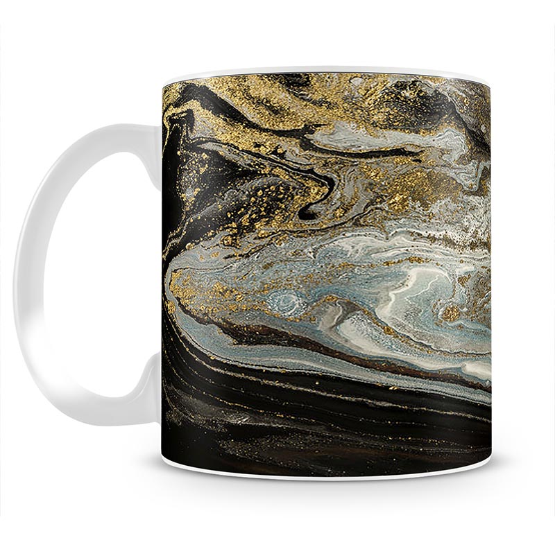 Navy Gold and White Marble Swirl Mug - Canvas Art Rocks - 1