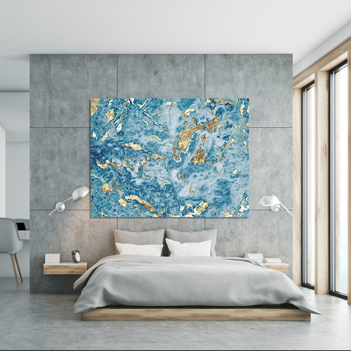 Navy and Gold Foil Marble Canvas Print or Poster - Canvas Art Rocks - 5