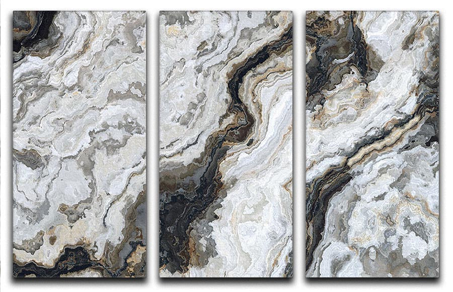 Neutral Coloured Marble 3 Split Panel Canvas Print - Canvas Art Rocks - 1