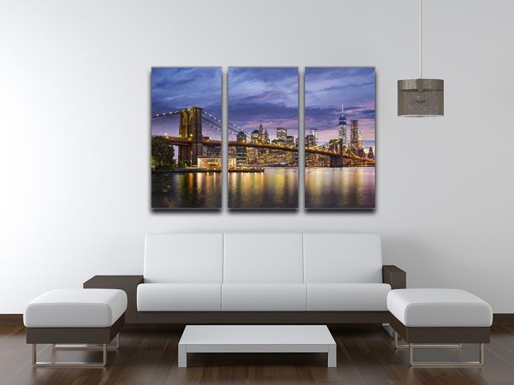 New York City at twilight 3 Split Panel Canvas Print - Canvas Art Rocks - 3
