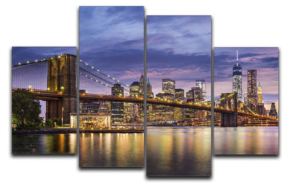 New York City at twilight 4 Split Panel Canvas - Canvas Art Rocks - 1