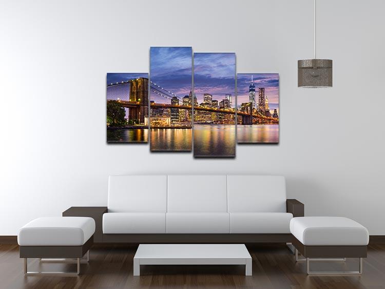 New York City at twilight 4 Split Panel Canvas - Canvas Art Rocks - 3